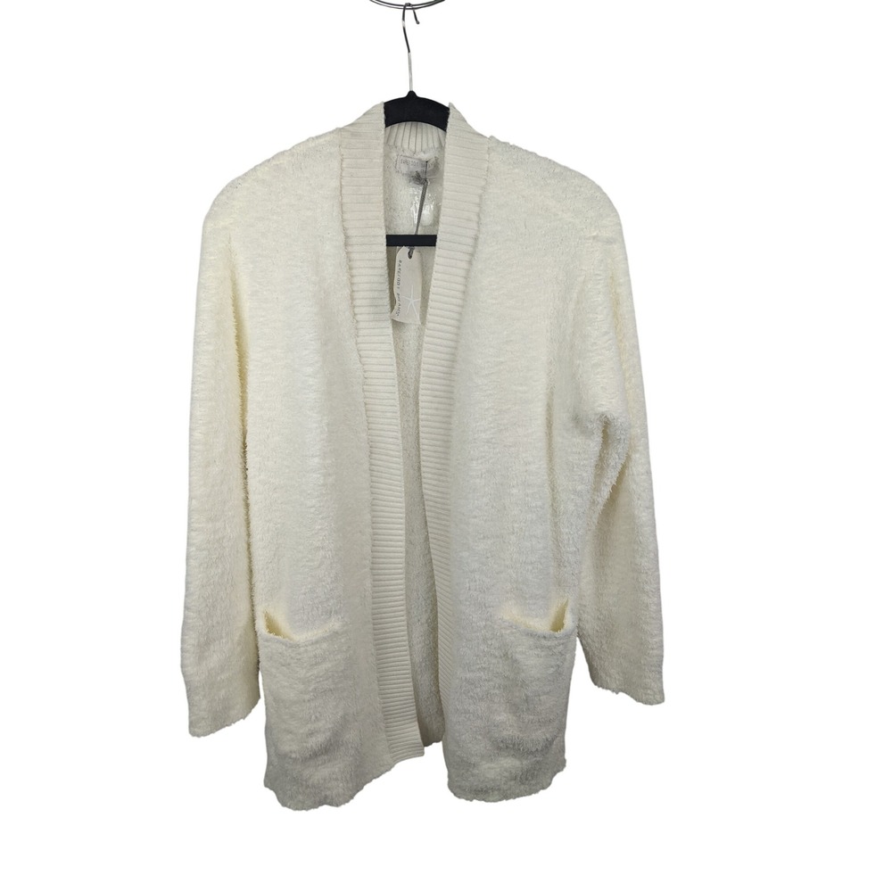 Barefoot Dreams CozyChic Front Open Cardigan Pearl White BDWCC22138 Womens L NWT